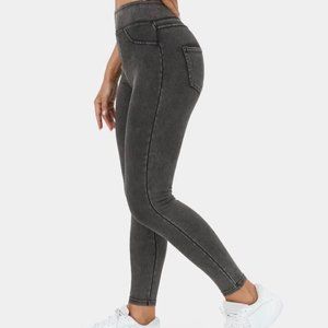 HalaraMagic™ High Waisted Back Side Pocket Stretchy Knit Denim Fleece Leggings
